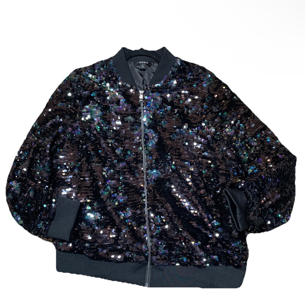 Torrid Black Sequin Bomber Jacket - Picture 4 of 7